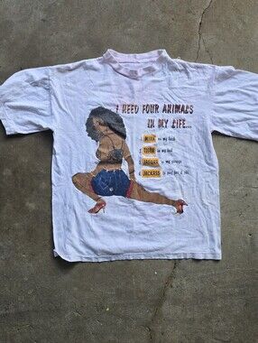 Vintage 90s Need Animals Black Culture Tee Boxy Large Hip Hop Freaknik